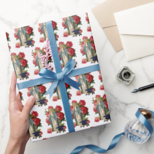 Papel De Regalo Graduación religiosa Virgen María Rosas Rojas 