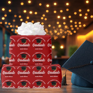 Papel De Regalo Graduación Roja Personalizada 2026