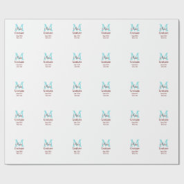 Papel De Regalo Graduado añadir nombre monograma verde rosa simple