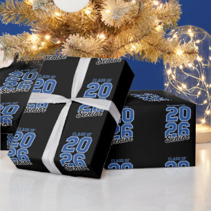 Papel De Regalo Graduado de la promoción de 2026 azul senior gradu