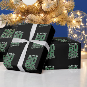 Papel De Regalo Graduado de la promoción de 2026 Senior Green Grad