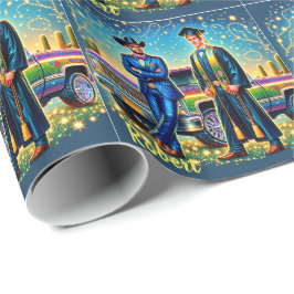 Papel De Regalo Graduado De Vaquero Con Personalizado De Camión De