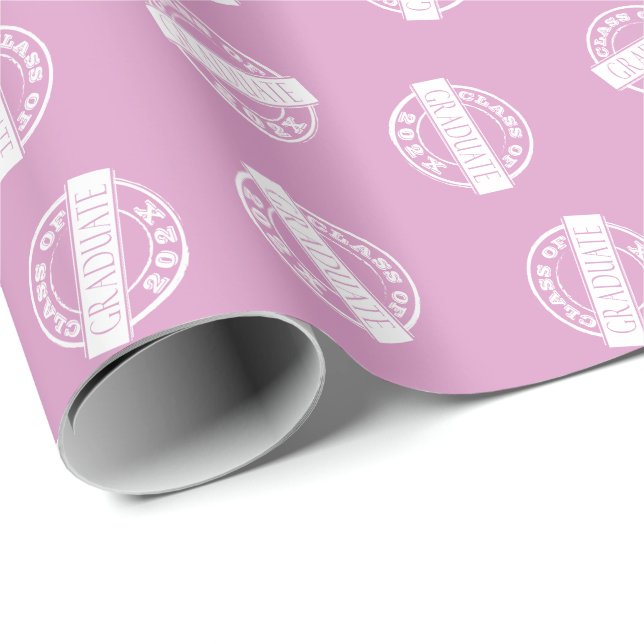 Papel De Regalo Graduado Girly Pink año (Esquina del rollo)