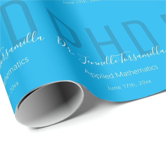 Papel De Regalo Graduado Keepsake Blue Name Degree PhD (Esquina del rollo)