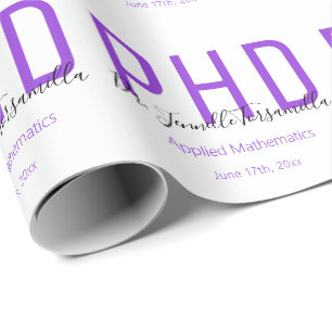 Papel De Regalo Graduado Keepsake Grado de PhD en Negro Morado