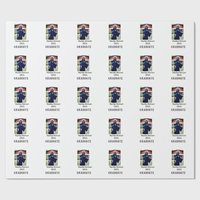 Papel De Regalo Graduation photo name year class university simple (Superficie plana)