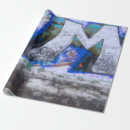 Papel De Regalo Graffiti Blue Urban Grunge Street Wall Painting