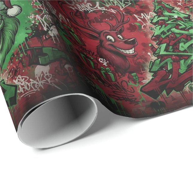 Papel De Regalo Graffiti Christmas Matte Wrapping Paper (Esquina del rollo)