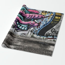 Papel De Regalo Graffiti Gray Pink Skull Urban Street Wall Art