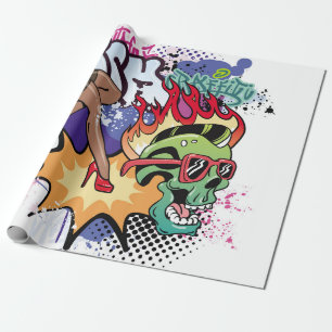 Papel De Regalo Graffiti ilustracion con letras de graffiti callej