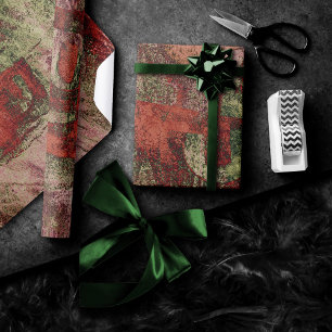 Papel De Regalo Graffiti pintado Grunge Otoño Resto Verde Rojo