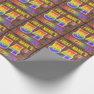 Papel De Regalo Graffiti Rainbow Look 54TH BIRTHDAY! & Custom Name