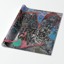 Papel De Regalo Graffiti Rojo Negro Letras Urban Street Wall Art