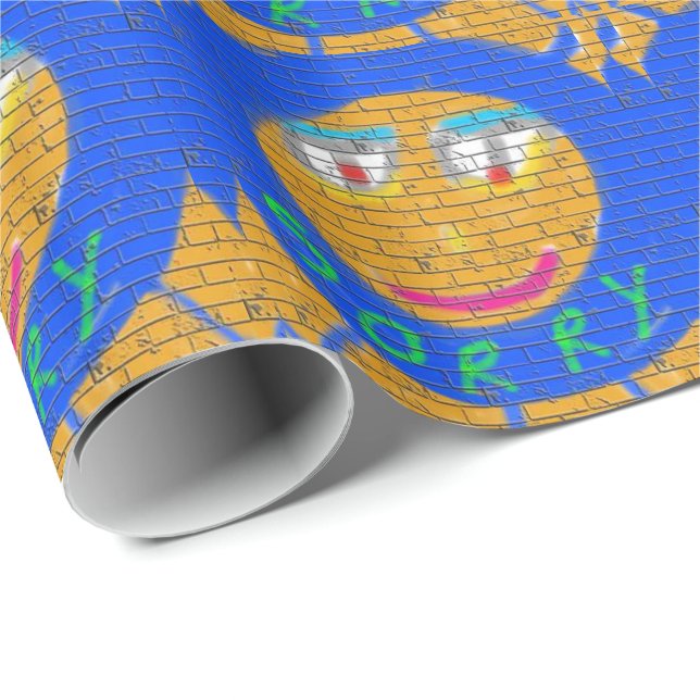 Papel De Regalo Graffiti, rostro triste del arte, tristeza arrepen (Esquina del rollo)