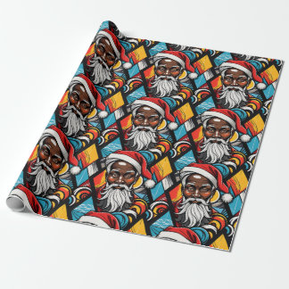 Papel De Regalo Graffiti urbano de Black Afro American Santa Claus