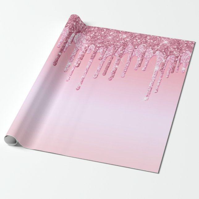 Papel De Regalo Gráfica de Purpurinas rosados modernos (Desenrollado)
