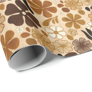 Papel De Regalo Gráfica floral retro de los 70