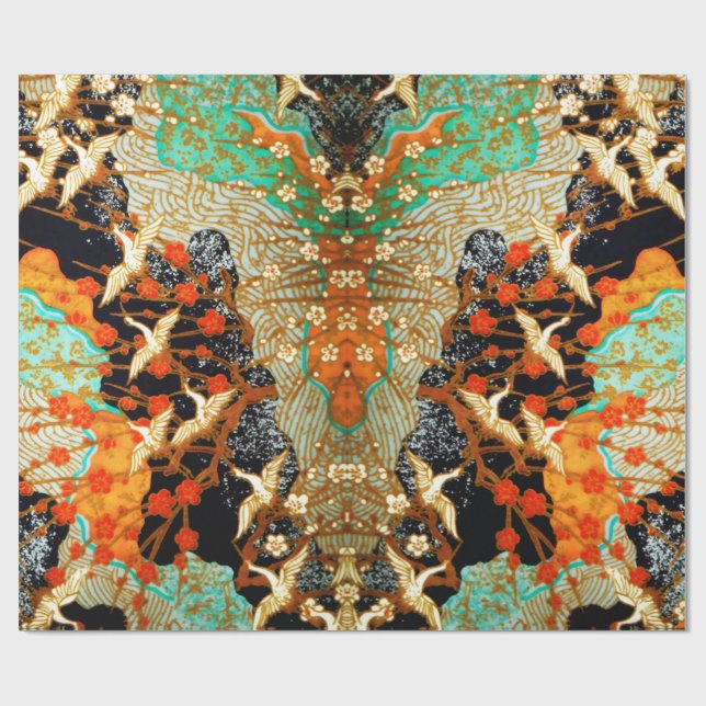 PAPEL DE REGALO GRÁFICAS VOLADORAS CON FLORES DE PRIMAVERA (Superficie plana)