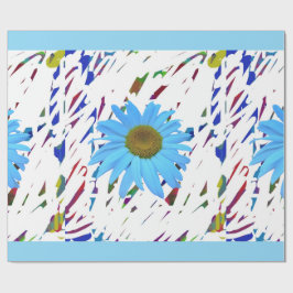 Papel de regalo gráfico abstracto de margarita azu