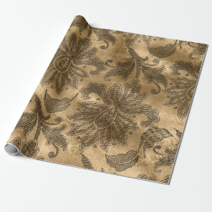 Papel de regalo gráfico con estampado damasco de p