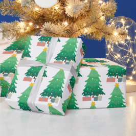 Papel De Regalo Gráfico de Árbol de Navidad y Regalos