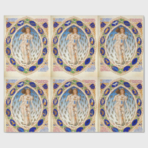 PAPEL DE REGALO GRÁFICO DE ASTROLOGÍA ANTIGUA Y RÓTULOS ZODIACALES
