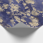 Papel De Regalo Gráfico de flor de oro de la Marina Azul Sepia Gru<br><div class="desc">envoltura de moda grisácea con diseño florenceK</div>