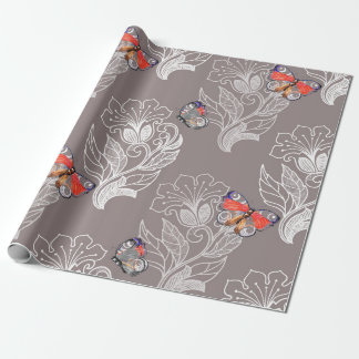 Papel De Regalo Gráfico de flores y mariposa, acuarela, patrón