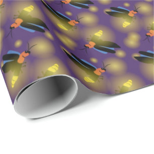 Papel De Regalo Gráfico de luciérnagas en morado