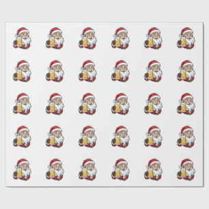 Papel De Regalo Gráfico de Navidad de Papá Noel bebiendo cerveza