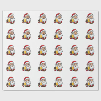 Papel De Regalo Gráfico de Navidad de Papá Noel bebiendo cerveza