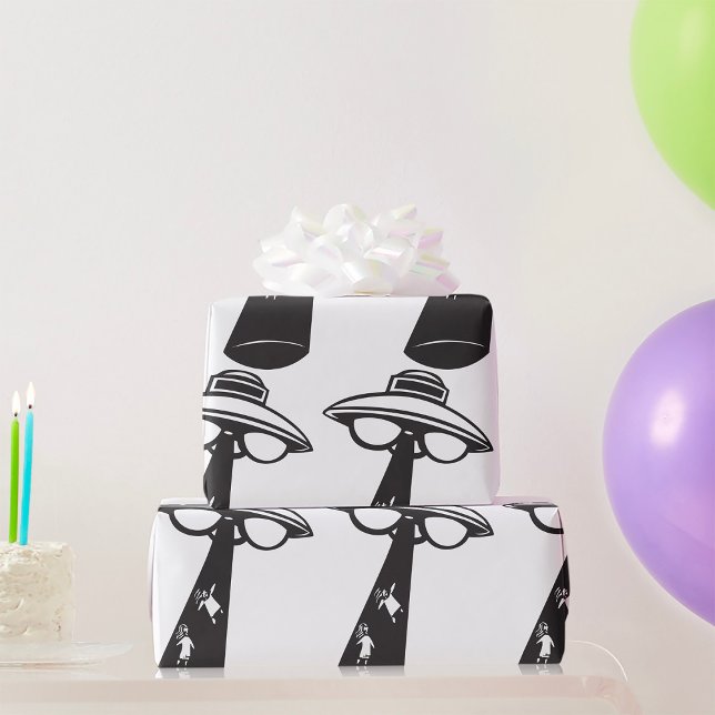 Papel De Regalo Gráfico de secuestro de OVNI retro Alien Sci-Fi (Subido por el creador)