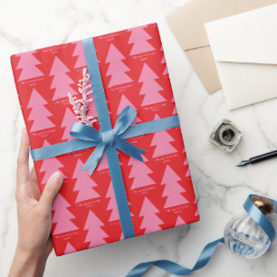 Papel De Regalo Gráfico geométrico moderno de árbol de Navidad roj