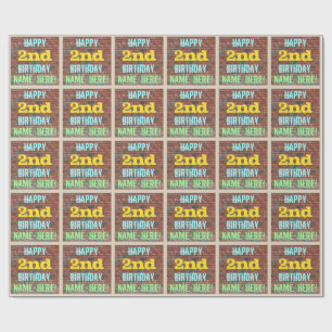 Papel De Regalo Grafiti de pared de ladrillo Cumpleaños número 2 +