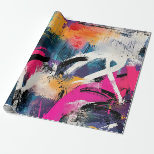 Papel De Regalo Grafiti urbano con salpicaduras de colores vivos