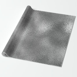 Papel De Regalo Grafito gris plateado Luminoso Vidrio Metálico VIP