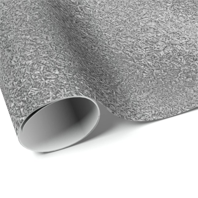 Papel De Regalo Grafito gris plateado Luminoso Vidrio Metálico VIP (Esquina del rollo)