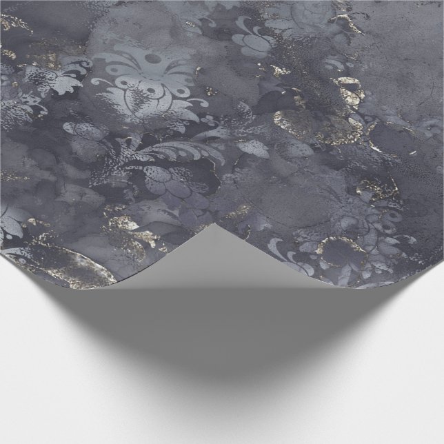 Papel De Regalo Grafito gris Sepia Floral Grungy Tinta de algodón (Esquina)