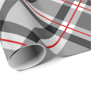 Papel De Regalo Gran acabado moderno, negro, blanco, gris y rojo