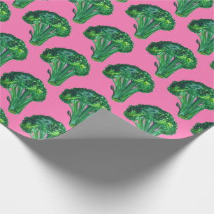 Papel De Regalo Gran brócoli rosa y verde envoltura regalo acuarel