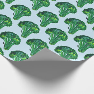 Papel De Regalo Gran brócoli sobre la acuarela azul envoltura reg