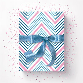 Papel De Regalo Gran Chevron Zag en Rosa y Aqua Profunda
