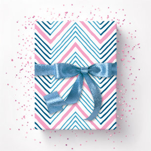 Papel De Regalo Gran Chevron Zag en Rosa y Aqua Profunda