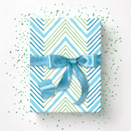 Papel De Regalo Gran Chevron Zag en Verde y Aqua
