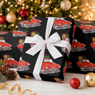 Papel De Regalo Gran Coche Rojo Antiguo, Regalos y Papá Noel Navid