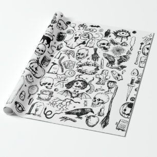 Papel De Regalo Gran colección de doodles de Halloween. vinta dib