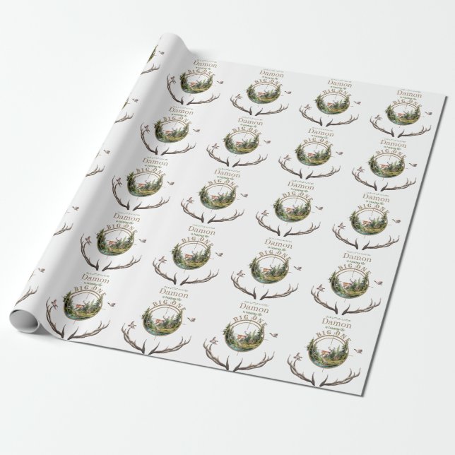Papel De Regalo Gran Cumpleaños de Caza del Primero (Desenrollado)