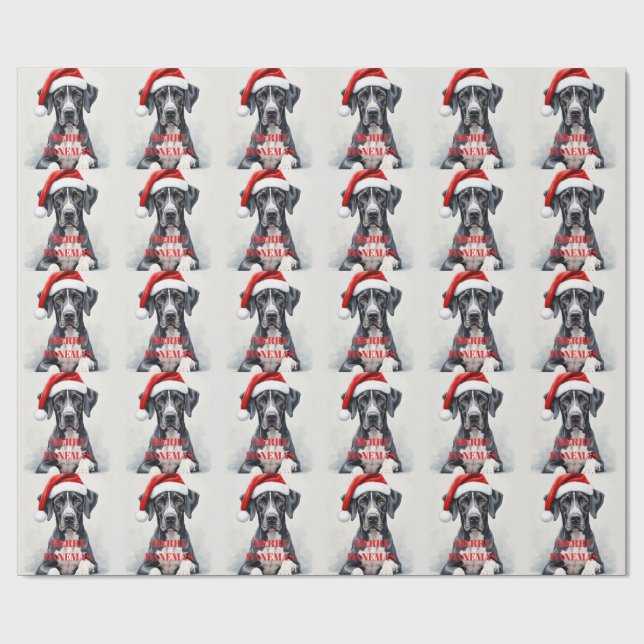 Papel De Regalo Gran Danés NAVIDAD  (Superficie plana)
