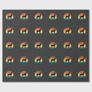 Papel De Regalo Gran Danés Silueta de Perro Atardecer Retro