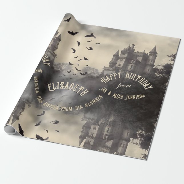 Papel De Regalo Gran Drácula Gótico Vintage Victoriano (Desenrollado)